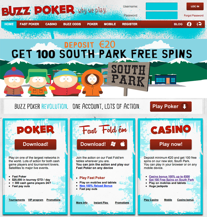 Buzz Poker Casino - South Park Free Spins