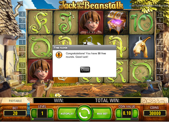 50 Jack and the Beanstalk free Spins
