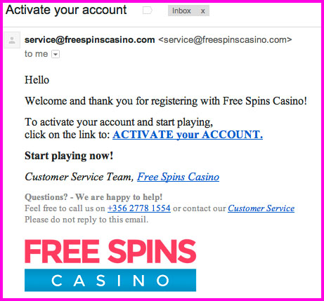 Activate your account - FreeSpinsCasino