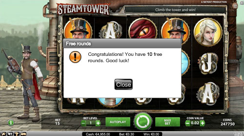 SteamTower Slot Free Spins