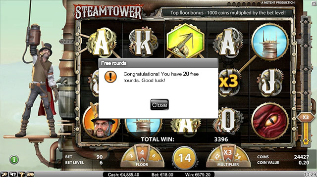 Steam Tower Slot - No Deposit Free Spins
