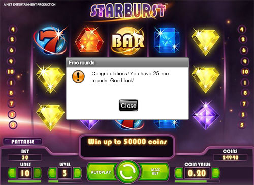 25 Starburst free spins - - No Deposit Required