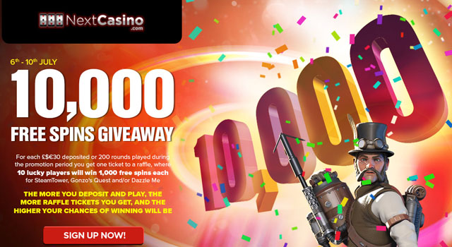 Next Casino 10000 free spins giveaway