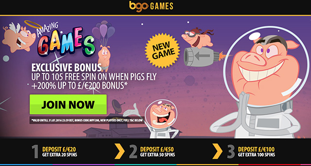 When Pigs Fly Free Spins at BGO Casino